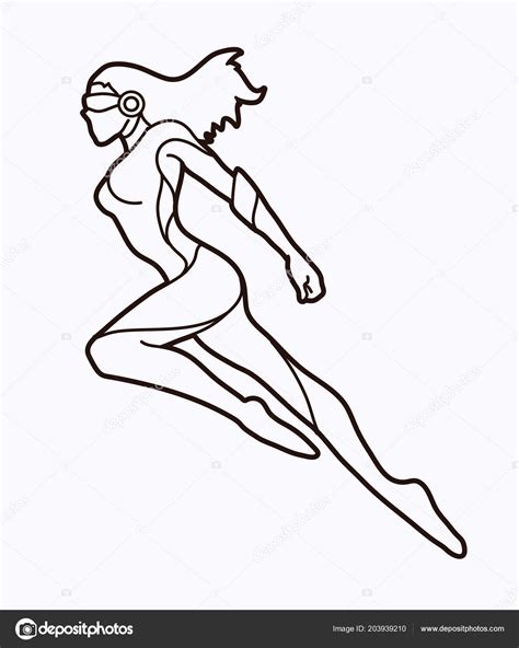 Superhero Flying Action Cartoon Superhero Woman Jumping Graphic Vector — Stock Vector © sila5775 ...