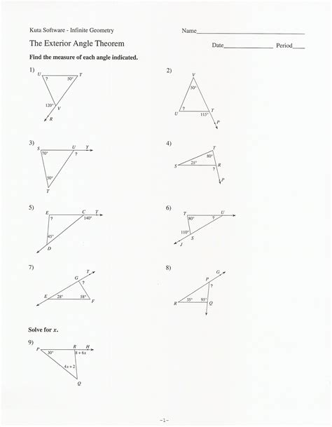 Triangle Interior And Exterior Angles Worksheet