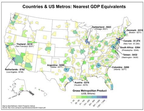 GDP of US metro areas compared to individual nations [1153x893] : r/MapPorn