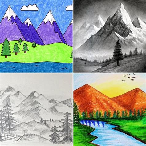 25 Easy Mountain Drawing Ideas - How to Draw a Mountain