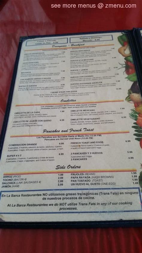 Menu at La Barca Restaurantes, Pico Rivera