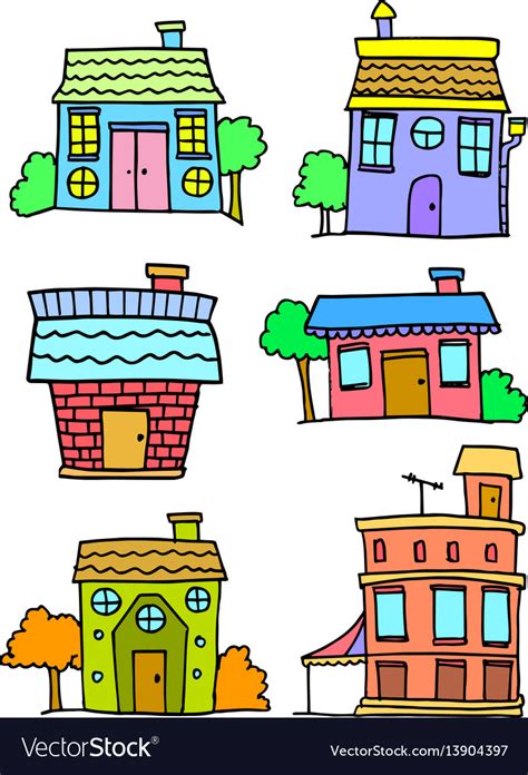 Doodle of house set art Royalty Free Vector Image