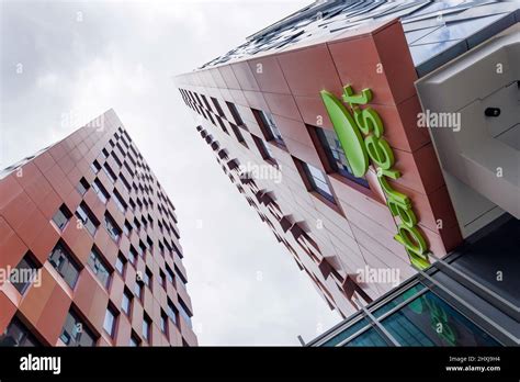 Looking up at two Urbanest student accommodation buildings in Ultimo Sydney that cater for ...