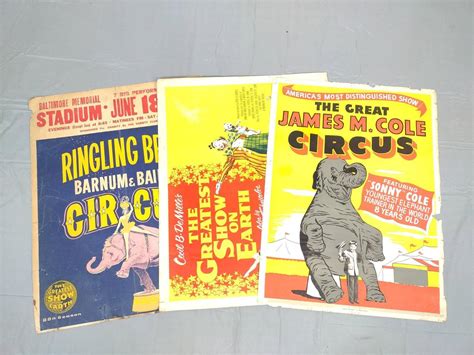 3 Vintage Circus Posters Incl Ringling Bros Auction