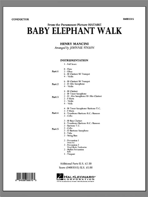 Baby Elephant Walk Clarinet Sheet Music / Baby Elephant Walk Pt 1 Bb ...