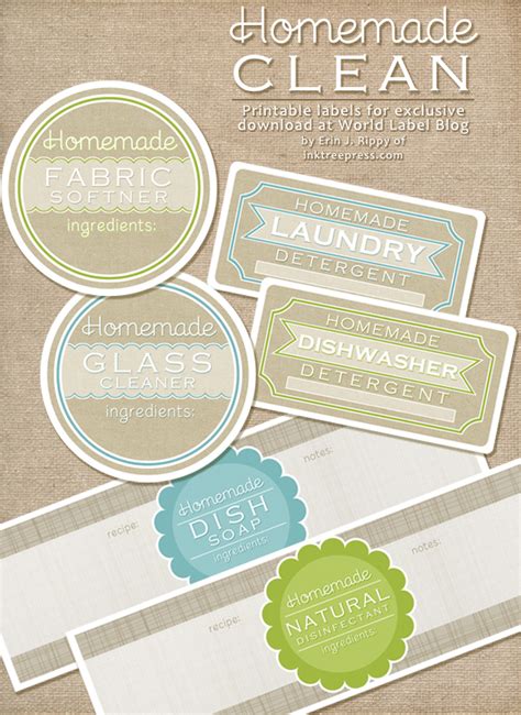 DIY homemade clean free label printables and recipes | Free printable ...