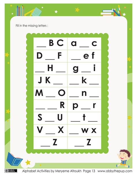 Fill in the missing letter English alphabet activity worksheet | Free ...