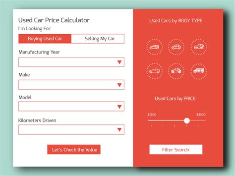 Daily UI 004 - Used Car Price Calculator by Avijit Majumder on Dribbble