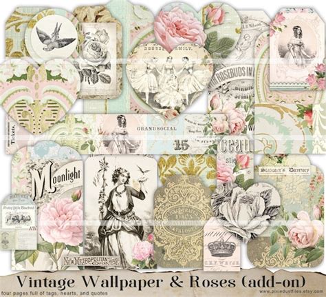 Junk Journal Wallpaper Bundle Printable Wallpapers Tags - Etsy