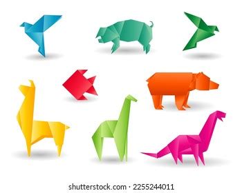 Colorful Origami Paper Animals Isolated On Stock Vector (Royalty Free) 2255244011 | Shutterstock