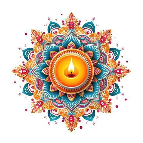 Diwali Festival Holiday With Candle And Mandalas Decoration, Deepavali ...