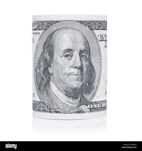 Hundred dollar bill close up of Benjamin Franklin portrait Stock Photo ...