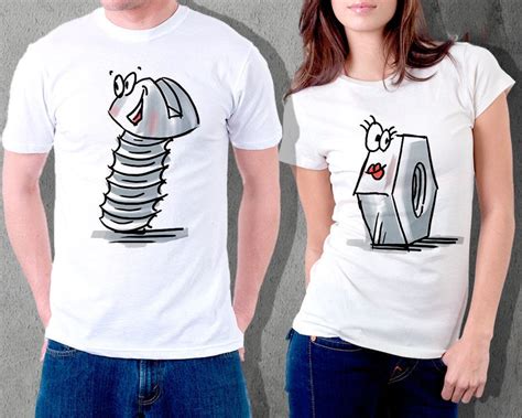 funny couple set tshirts shirt bolt nut tshirts gift for