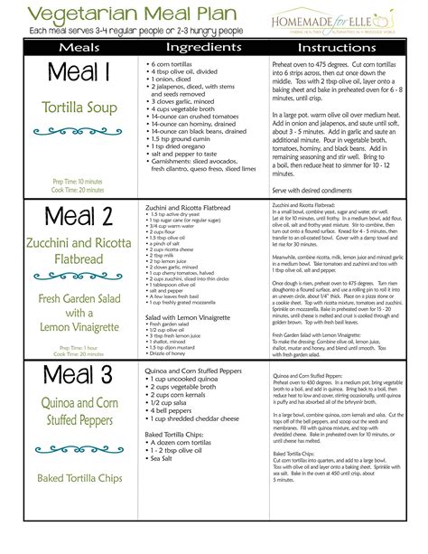 vegetarian-meal-plan-page-1 ⋆ Homemade for Elle