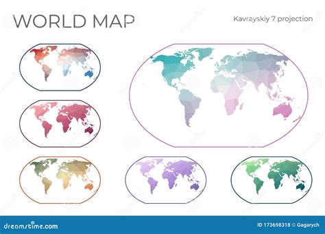 Low Poly World Map Set. stock vector. Illustration of background - 173698318