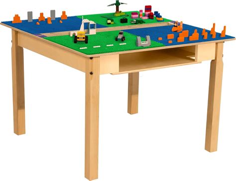 Time-2-Play 35" Lego Compatible Table With Trough and Shelf, Toddlers Activity Desk Playroom ...