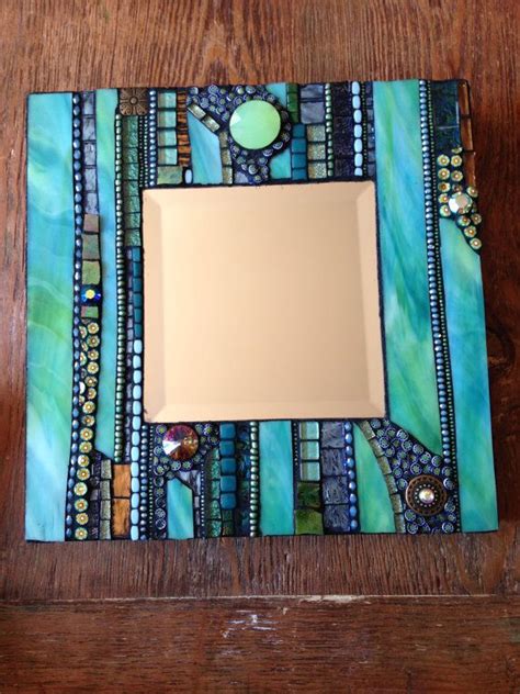 9.5" square. $125. Mosaic Mirror by Moonjewelsandmosaics on Etsy | Glass mosaic mirror, Mosaic ...