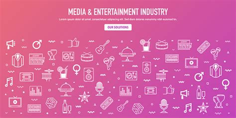 Media Entertainment Industry Outline Style Web Banner Design Stock Illustration - Download Image ...