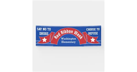 Red Ribbon Week - Drug Free Banner Modern Blue | Zazzle