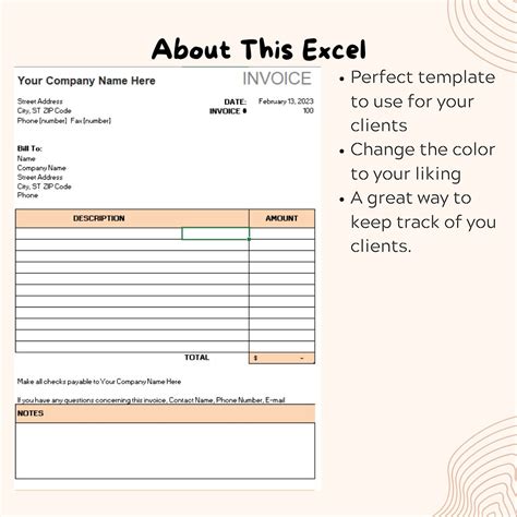 Excel Invoice Spreadsheet Template Invoice Sheet Small - Etsy