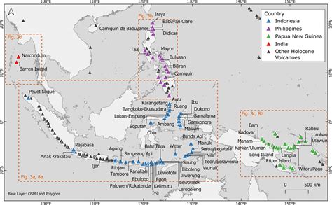 The overview map of all active volcanoes located in the SE Asian ...