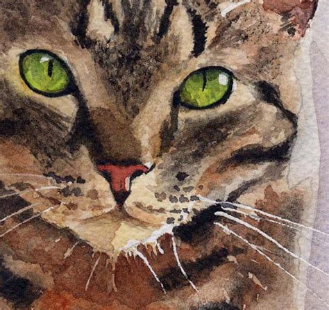 Brown Tabby Cat Art Print of My Watercolor Painting Artwork - Etsy