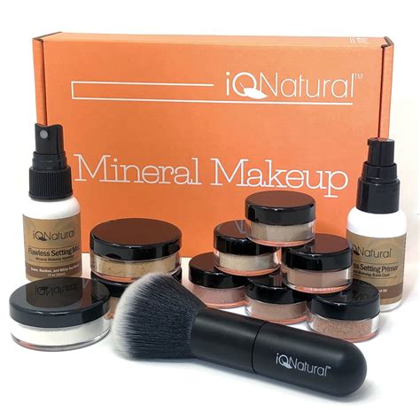 IQ Natural Mineral Makeup Set - 12 Piece Starter Set with Brush [MEDIUM ...