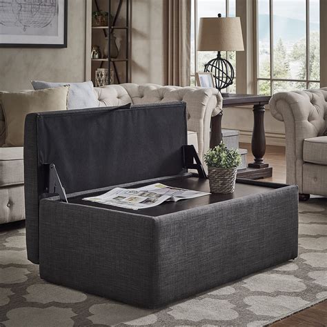 Landen Lift Top Upholstered Storage Ottoman Coffee Table by iNSPIRE Q Artisan | eBay