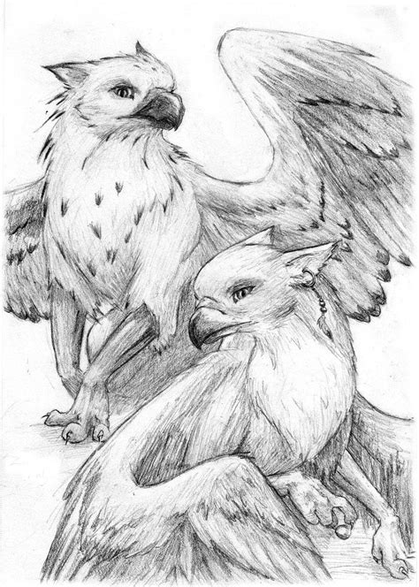 This artist was able to give these gryphons a gentle look in their face ...