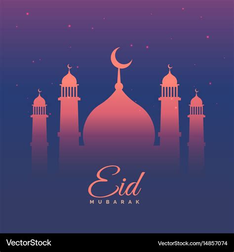 Eid mubarak festival greeting in purple theme Vector Image