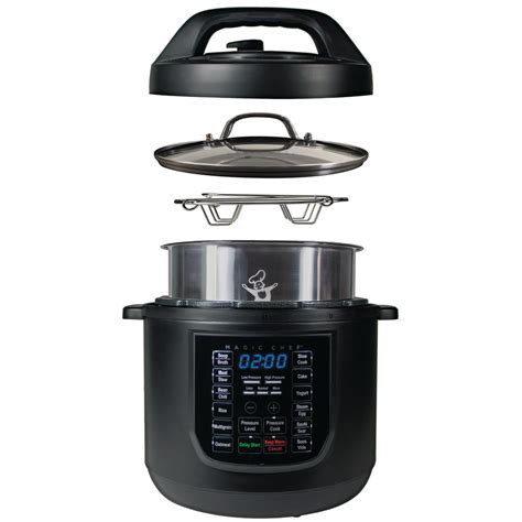 Magic Chef 6 Qt. 9-in-1 Multi Function Pressure Cooker with Sous Vide in Matte Black MCSMC6B ...