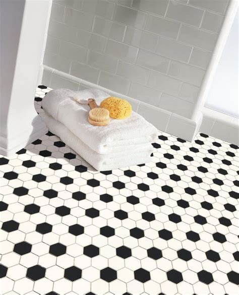 37 black and white hexagon bathroom floor tile ideas and pictures