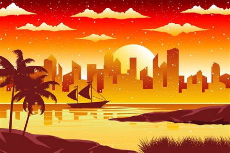 Silhouette Sunset in City Skyline Graphic by edywiyonopp · Creative Fabrica