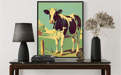 Cow Art Print Cow Vintage Poster Artwork Cow Retro Wall Art - Etsy