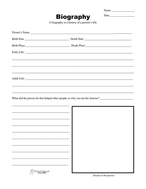 Blank biography template | Templates at allbusinesstemplates.com