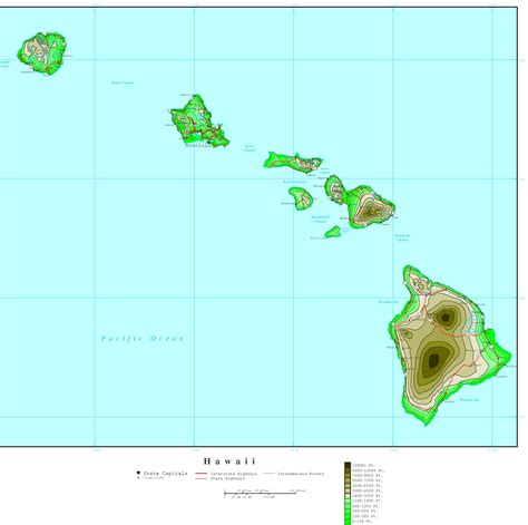 Hawaii Elevation Map