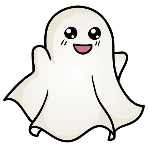 a cartoon ghost is smiling and waving