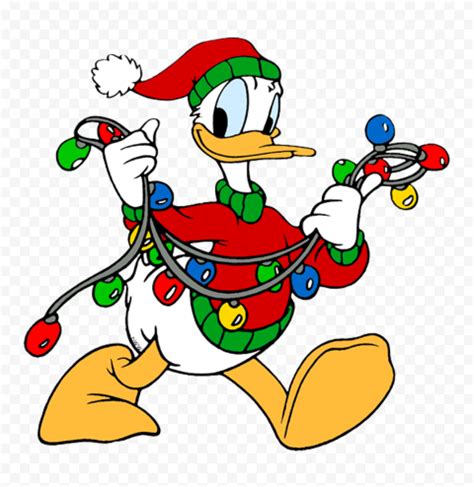 Donald Duck Holding Christmas Lights Image PNG | Citypng