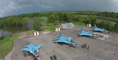 Several new Myanmar Air Force JF-17M 'Ruby' (export variant) with its distinct blue colors ...