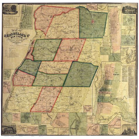 Map of Rensselaer County 1861 - Wall Map Reprint