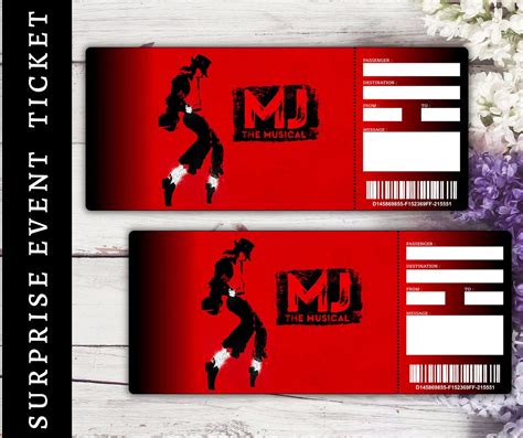 Printable MJ Broadway Surprise Ticket. Editable Musical - Etsy