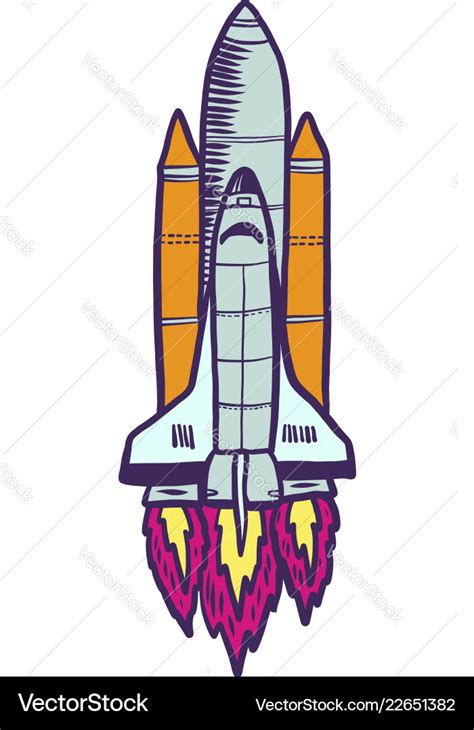 Space ship icon hand drawn style Royalty Free Vector Image