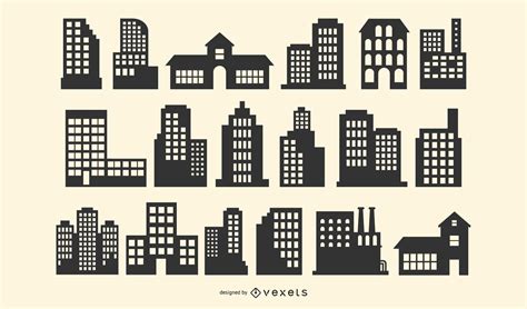 Building Silhouette Vector Pack Vector Download