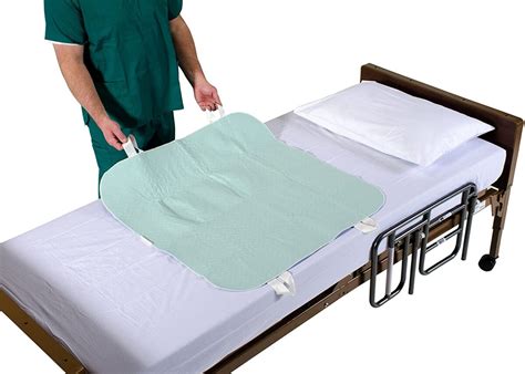 Patient Aid 34 x 36 Positioning Bed Pad with Handles, Incontinence Mattress Bedding Protector ...