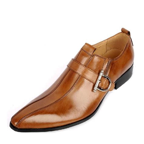 Brown Monk Strap Leather Dress Shoes for Men CW763072