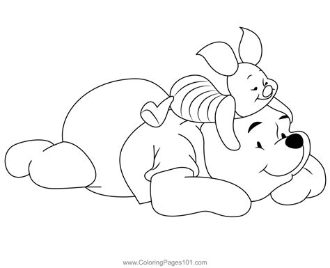 Tired Pooh & Piglet Coloring Page for Kids - Free Piglet Printable Coloring Pages Online for ...