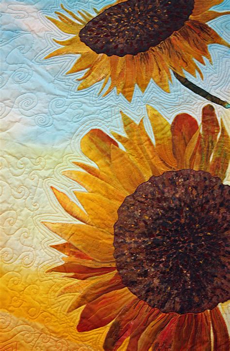 Two Sunflowers got a itsy bitsy little mention on Quilting Arts | Art quilts, Flower quilts ...