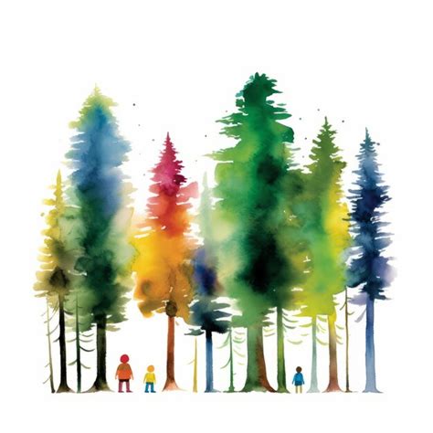 Premium AI Image | watercolor forest tree