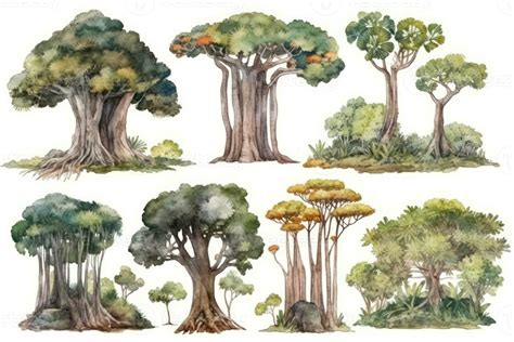 Kapok Tree Forest Collection HandDrawn Trees Pack Generative AI 29988755 Stock Photo at Vecteezy