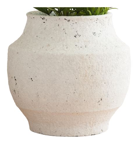 White Washed Finish Ceramic Plant Pot | Chairish